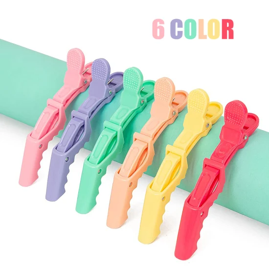 Commercio all'ingrosso 6 pezzi/set colorato parrucchiere taglio accessori per lo styling dei capelli artigli morsetti clip per capelli in plastica alligatore