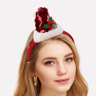 Nuova palla di pelo di Natale Cappello di Natale carino Accessori per capelli Cerchietto per capelli Fascia per feste
